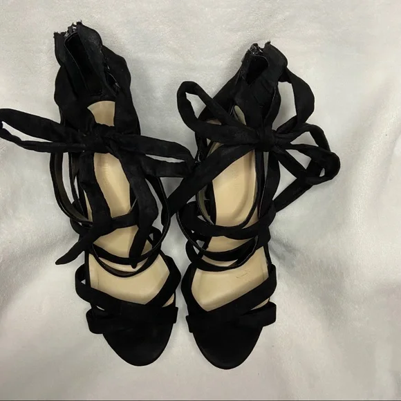 Lounge Suede Crisscross Leg Wrap Stiletto Heel - Picture 8 of 13